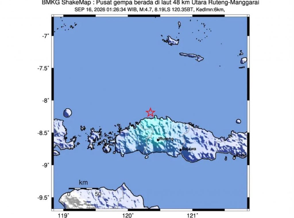 Gempa M 4,7 Guncang Ruteng