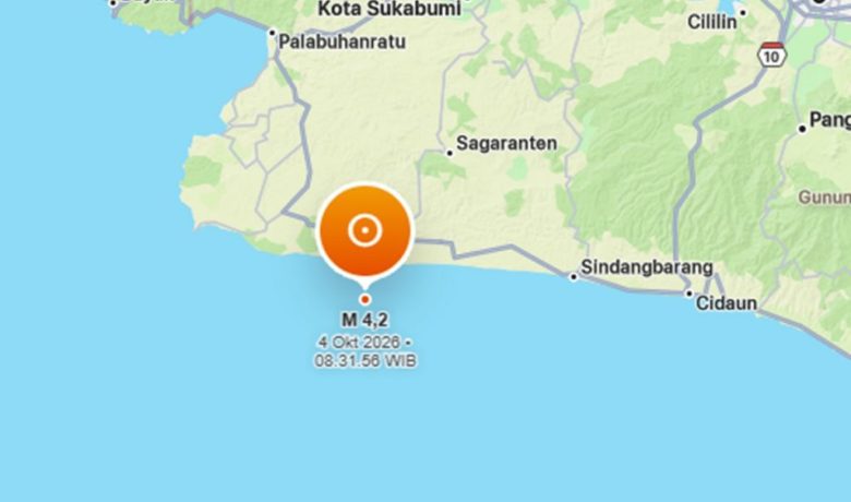 Gempa M 4,2 Guncang Laut Sukabumi, Getaran Terasa hingga Cianjur