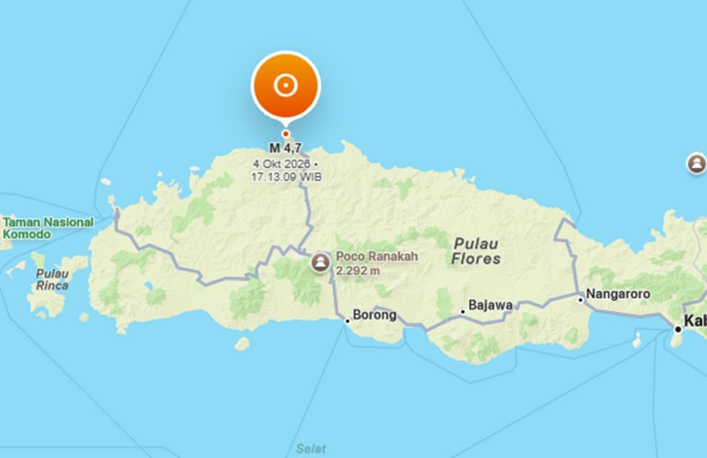 Ruteng NTT Diguncang Gempa M 4,7 Minggu Sore, BMKG: Waspada Susulan