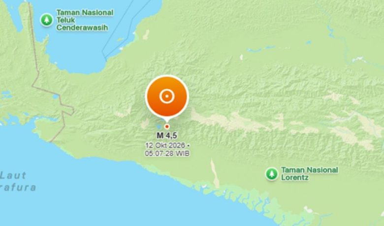 Gempa M 4,5 Guncang Deiyai Papua Tengah, Berpusat di Darat