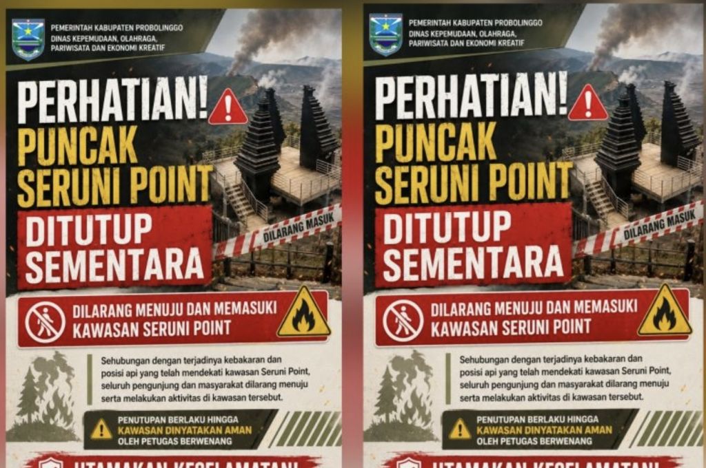 Kebakaran Bromo Makin Mendekat, Objek Wisata Puncak Seruni Point Ditutup
